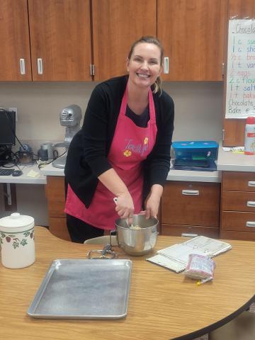 Mrs. Toelupe Cooking Cookies