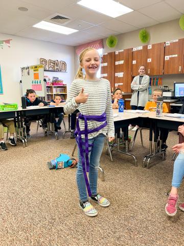 Brynlee Westring got to wear a harness that Search and Rescue will use when needed