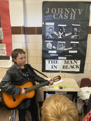 Casin Weaver presenting as Johnny Cash in the wax museum