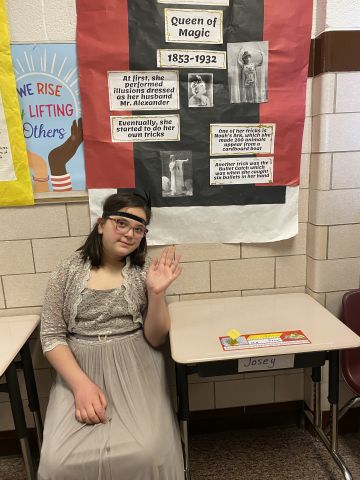 Josey presenting in the wax museum