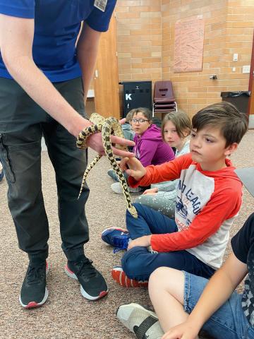 4th Graders Touching Snakes