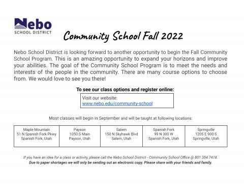 Community School Fall 2022 Mailer