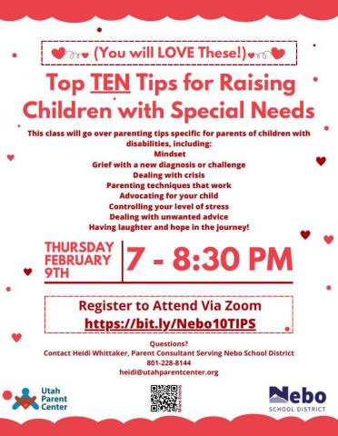Top TEN Tips for Raising Children with Special Needs Flyer