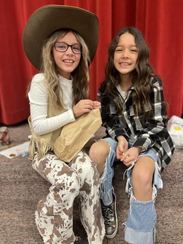 4th grade girls in their mountain man get up 