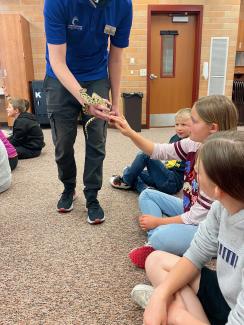 4th Graders Touching Lizards
