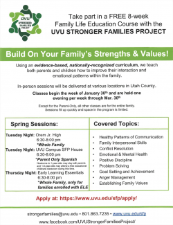 UVU Stronger Families Project flyer